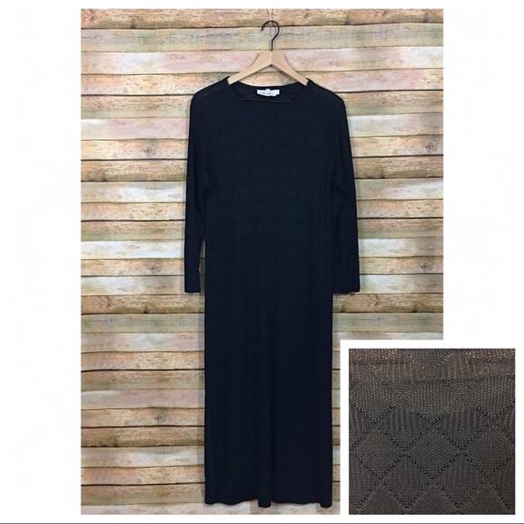 Vintage Brenda French Knit Black Dress - Size 1 - Picture 8 of 10